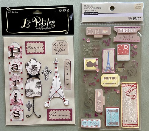Scrapbook Bundle PARIS Theme Paper, Stickers, Die-Cuts Recollections, Do-Jiggies - Picture 8 of 12