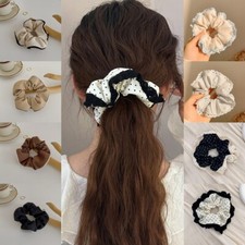 1X Striped Lace Hair Ties Hair Band Ponytail Holder Scrunchies Hair Accessorie