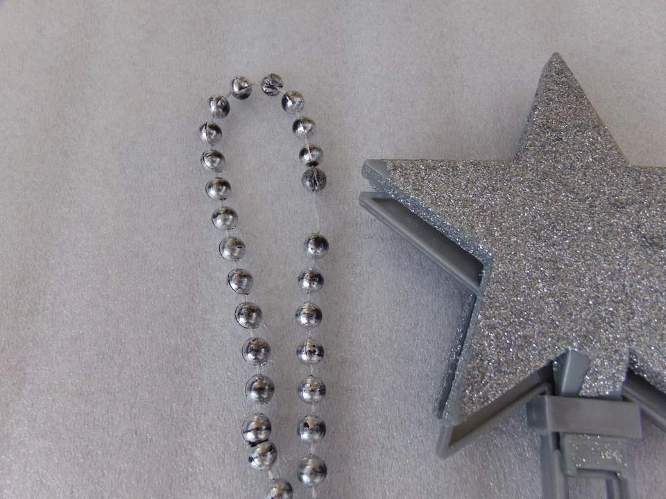 Varita mágica cuento de hadas mago cuentas brillantes disfraz perlas plateadas estrella Foto 3 de 4