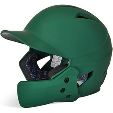 Used Champro HX Gamer Plus Bsbll Helmet w/Flap-FOREST GREEN BODY-MATTE-Senior -L