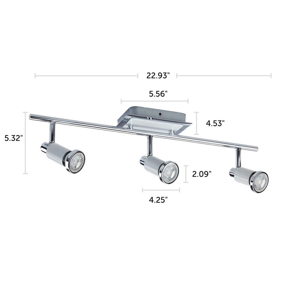 Lámpara de techo ajustable NOMA 3 luces cromada y blanca Foto 4 de 4