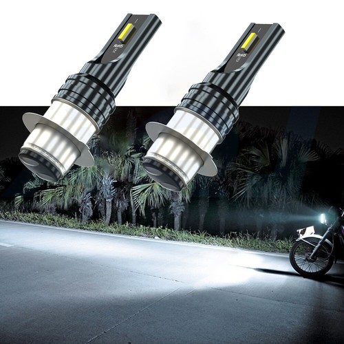 2x 12V H6M P15D Moped Scooter LED Headlight Bulb White Fog Light Projector Lens - Foto 4 di 10