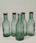 5 Vintage Green Glass Absolute Pure Milk Bottles Some with Corks