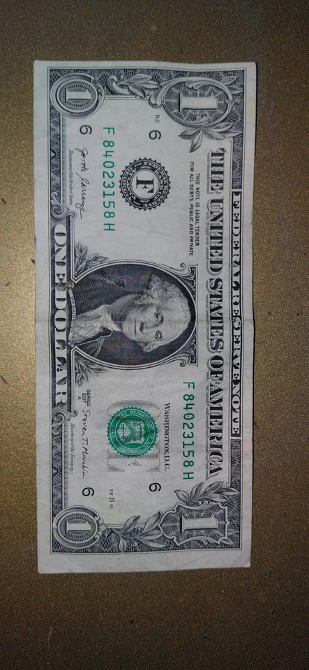 2017 A Dollar Bill Misaligned Print Error. Wrong number placement.Fair condition - Image 2 of 2