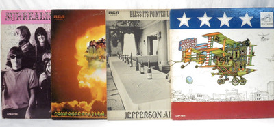 Lot 4 JEFFERSON AIRPLANE LPs 1st US  1967/68 Mono Pillow Baxter's  Crown Pointed