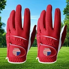 Golf Gloves Men Left Hand PU with Ball Marker All Weather Soft Relaxgrip 2 Pack