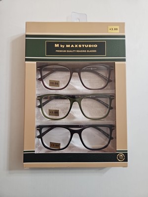 M by MaxStudio Premium Quality Reading Glasses, +3.00,  3 Pair Pack