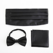 Men'S Cummerbund Bow Tie Set Adjustable Solid Color Tuxedo Cummerbund