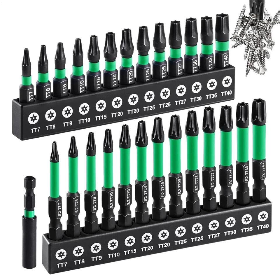 27 PCs Impact TORX Bit Set (TT7-TT40), S2 Steel Security mit Manipulations Proof - Bild 3 von 4