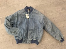 BDG Mens Blue Bomber Jacket Size S Zip Closur...