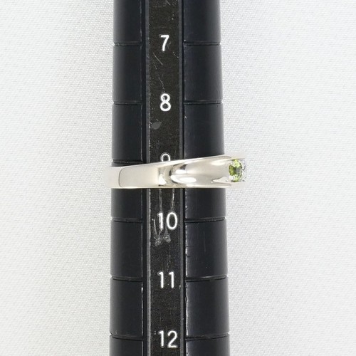 Jewelry 14K White gold ring 9 size Peridot Zirconia 3.1g Free shipping Used - Picture 5 of 7