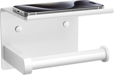 Toilet Paper Holder with Phone Shelf, Adhesive or Screw Wall Mount