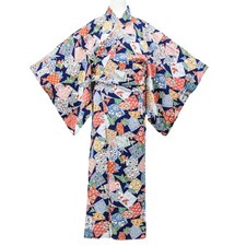 Japanese Vintage Kimono Komon Silk Unused Crane Made in Japan eb-2166
