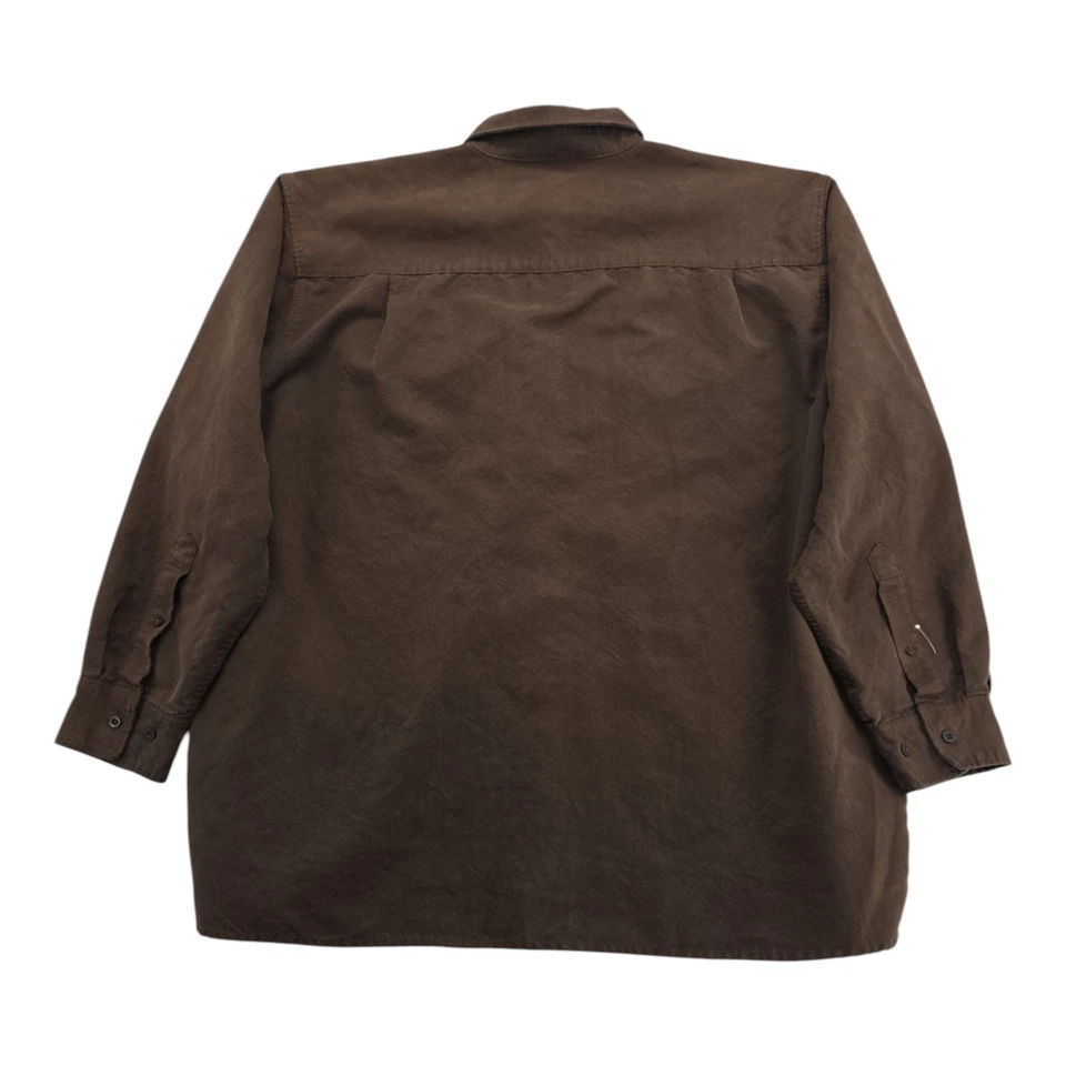 Мужская коричневая мягкая замшевая рубашка George Foreman с карманами на пуговицах с длинным рукавом размер 2XL - Изображение 2 из 4