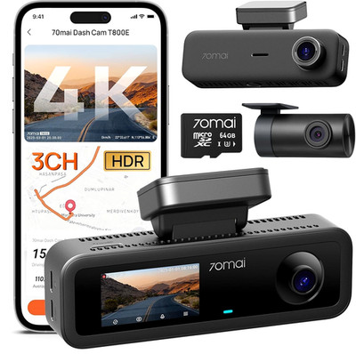 Dashcam 4K Auto Vorne Hinten Innen 70mai Wifi 3-Kanal 4K+1080P+1080P GPS