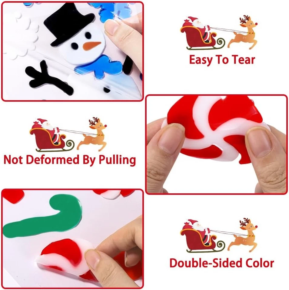 6 Sheets Christmas Gel Window Clings,Xmas Snowman Santa Claus Christmas Angel Ca - Image 3 of 4