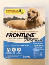 Frontline Plus 23-44 lbs Flea and Tick Treatment for Medium Size Dogs 8 Doses