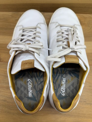 Tenis informales con cordones Olukai Lae ahi li ili de cuero blanco para hombre 13 EU 46 - Imagen 8 de 12