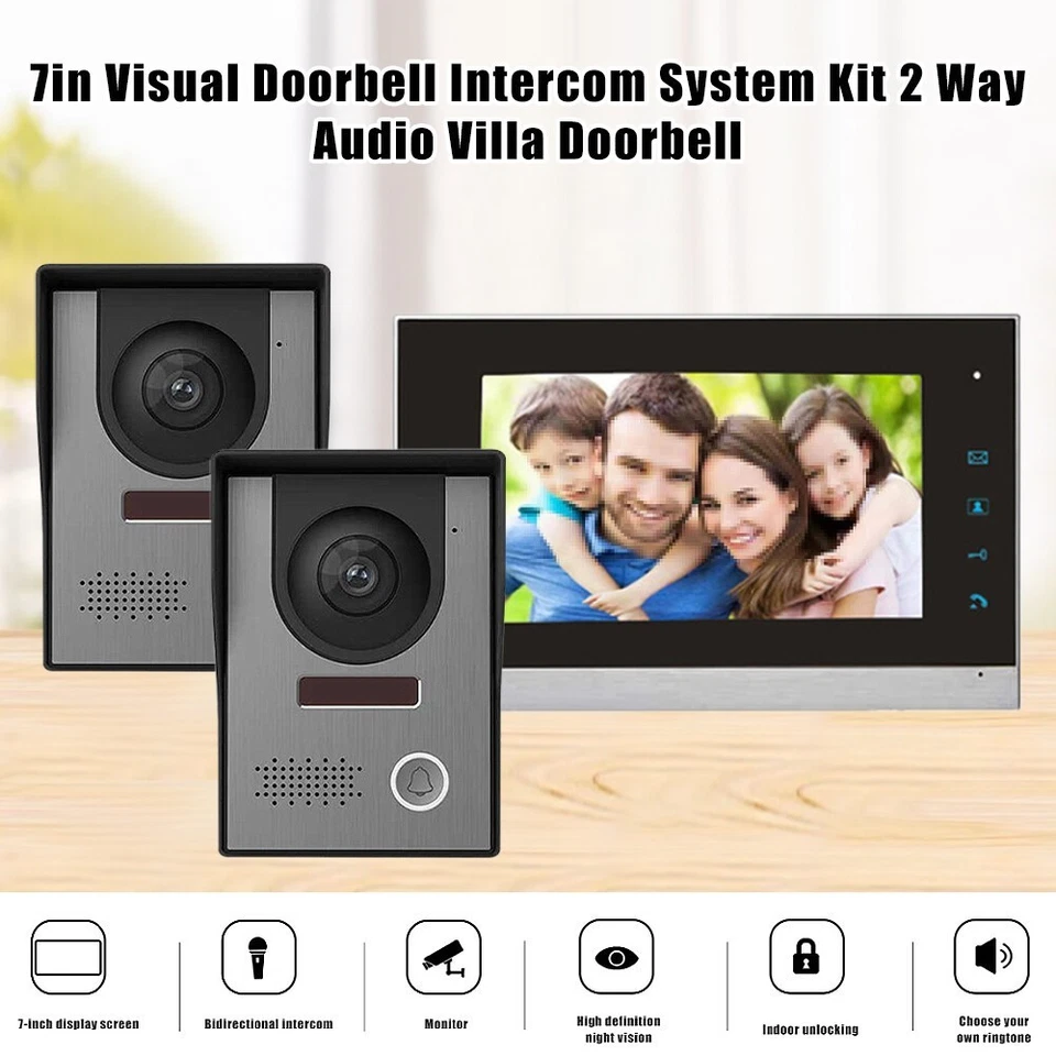 1/2/3PCS Monitor Apartment Video Door Phone Audio Visual Intercom Entry System - Image 4 of 4