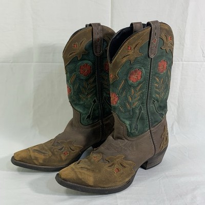 Laredo Fashion Boots Women s 9 1/2  Miss Kate Arrow Snip Toe Tan Teal 52138 Boho