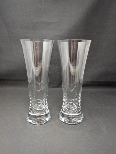 NEAR MINT! Pair 9½" Tall Pilsner Glasses Elegance WATERFORD Crystal Vintage Beer