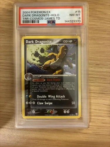 2004 POKEMON EX TEAM ROCKET RETURNS #15 DARK DRAGONITE-HOLO PSA 8 NEW CERT