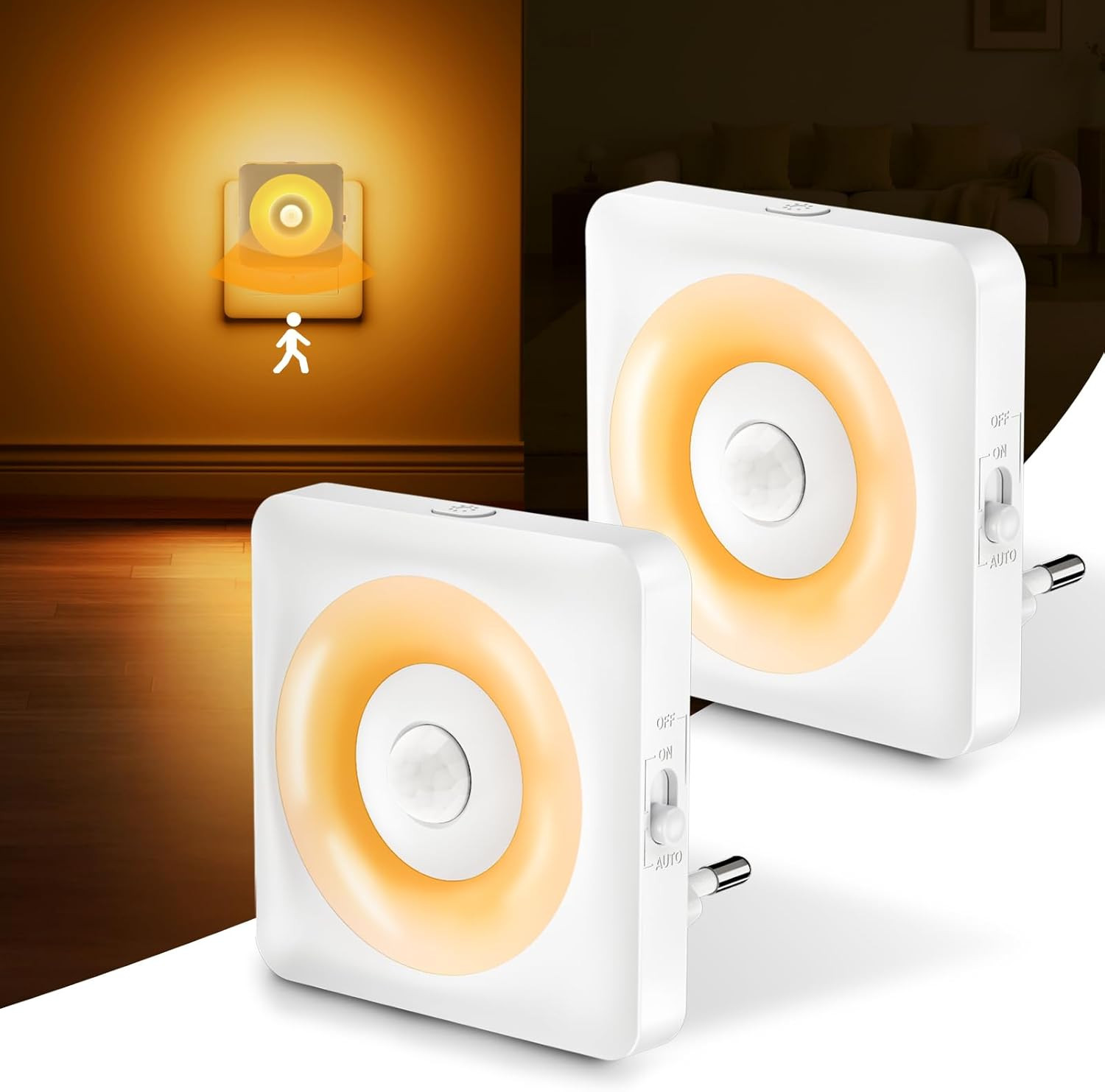 Luci Notturne LED Design Sottile - Confezione 2 Pezzi Auto-Sensor - 1