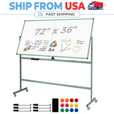 Double-Sided Mobile Whiteboard with Accessories 72 x 36 In Dry Erase Board Green
