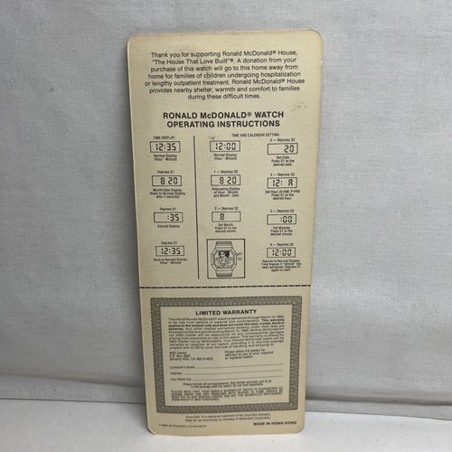 Vintage NOS 1984 Ronald McDonald Watch In Original Packaging - Picture 3 of 3