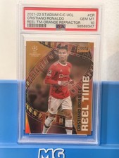 2021-22 Cristiano Ronaldo Topps Stadium Club Chrome Reel Time Orange /25 PSA 10