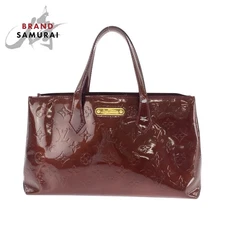 Excellent condition LOUIS VUITTON Monogram Vernis Wilshire PM Amarante Brown M93