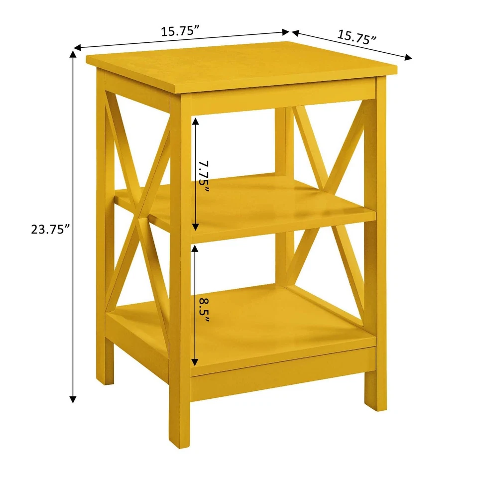 Oxford End Table With Shelves 15.75 Inch Yellow Transitional Home Decor - Image 3 of 4