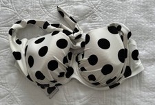 M&S Black & white Polka Dot Bikini Top Size 34F. Halter neck Or Strapless Option