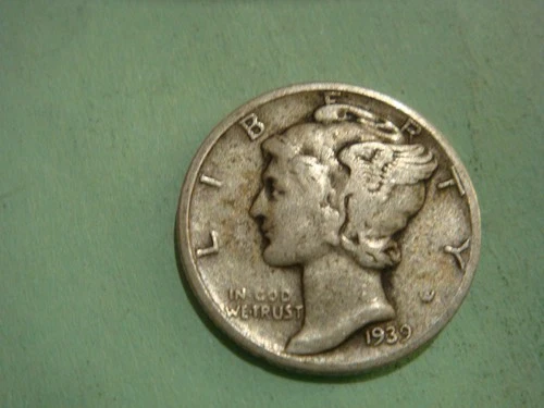 1939 D  Mercury Dime - Fine+ cond  , actual coin in photo