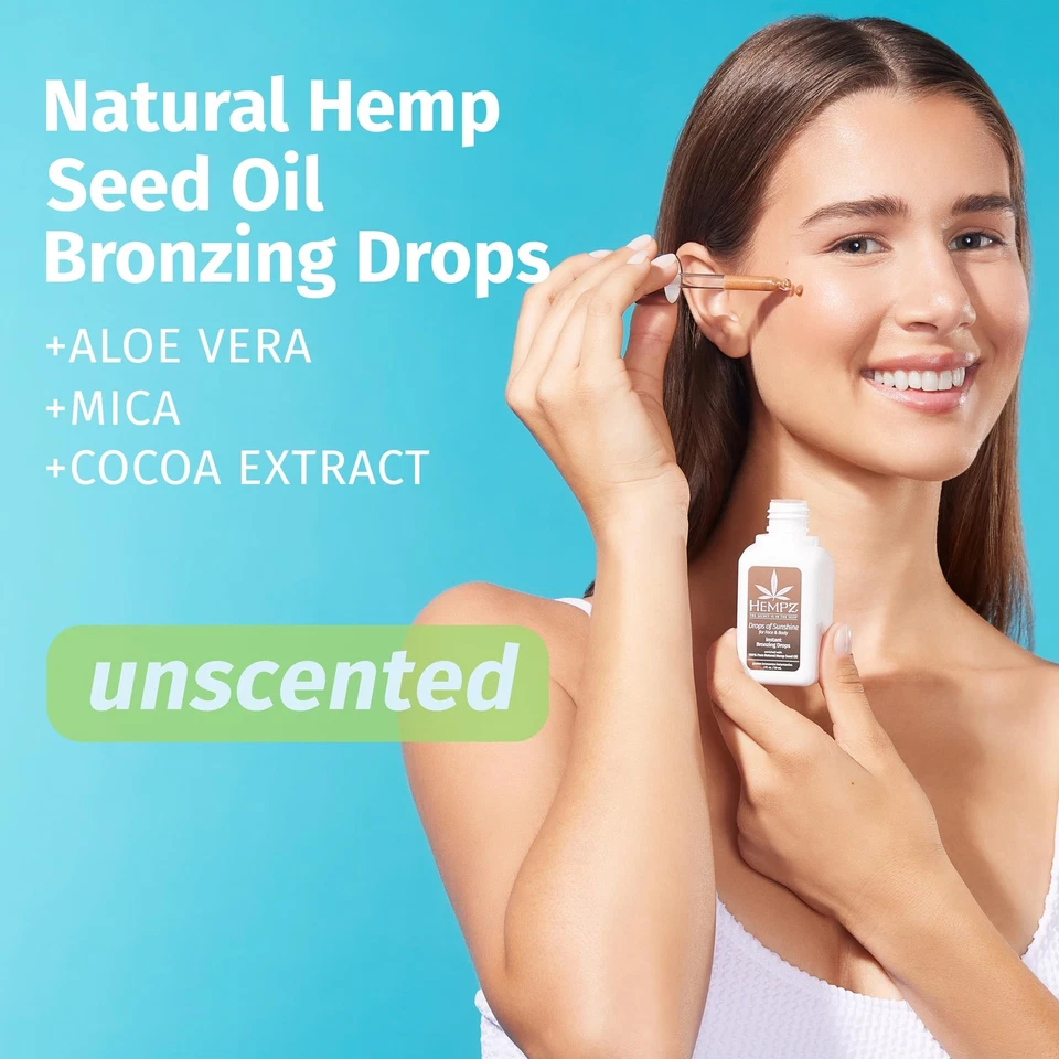 Gotas bronceadoras de cáñamo cara cuerpo brillo húmedo 2 oz gotas de sol Foto 2 de 4