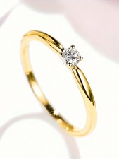 Yellow Gold Round Cubic Zirconia Solitaire Ring Women Size 5 6 7 8 9 10 11 12