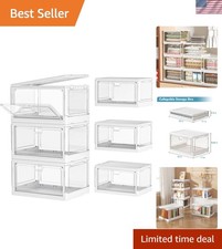 Clear Storage Bins with Lids 3 Pack  Stackable  Sturdy  