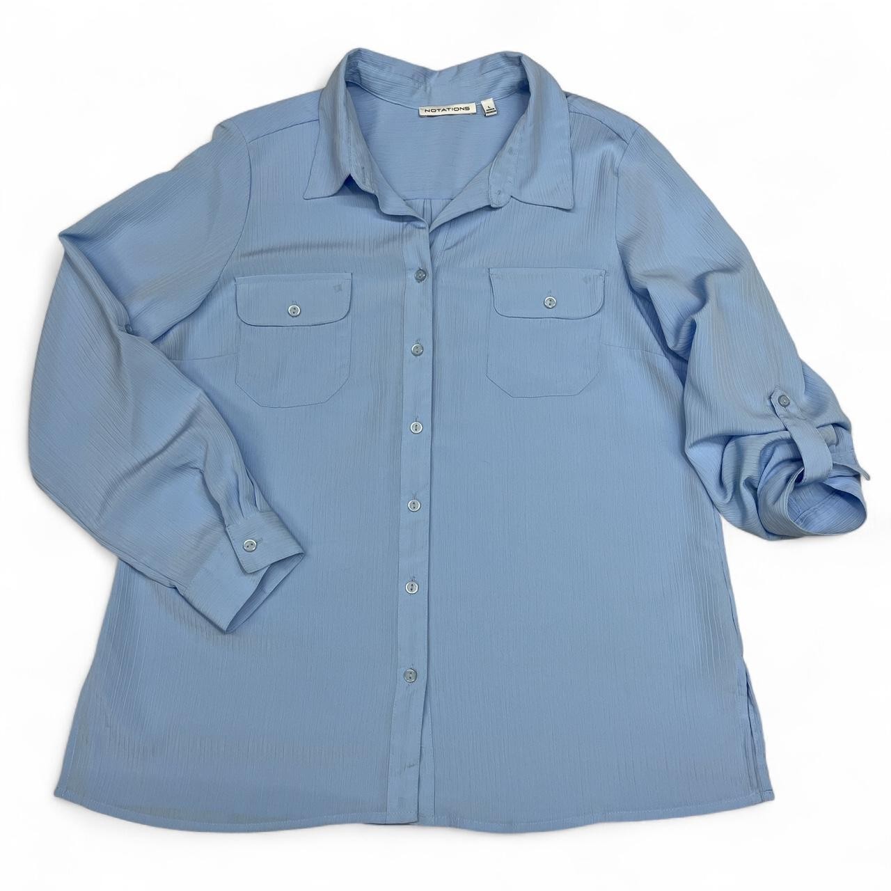Notations Light Blue Button‑Up Blouse Women’s Lar… - image 1
