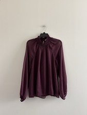 JOIE Blouse Limited Edition Long Sleeve Smocked Deep Wine Womens XL Elegant