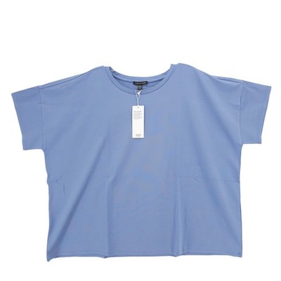 NWT EILEEN FISHER Stretch Jersey Knit Bateau Neck Box Top MARNA Blue SMALL