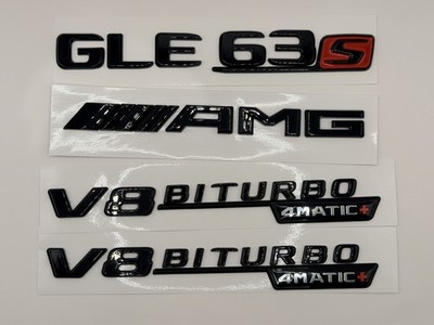 GLE 63 S AMG SCHRIFTZUG EMBLEM SET V8 BITURBO 4 MATIC + SELBSTKLEBEND NEU LOGO