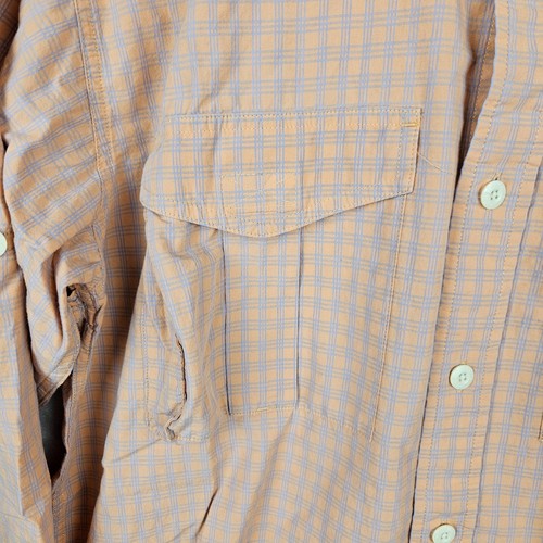 Camisa de pesca Orvis para hombre naranja a cuadros abotonada manga larga ventilada talla MT - Imagen 6 de 16