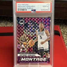 Anthony Edwards PSA GM MT 10 POP 1 2024-25 Panini Mosaic Montage Purple /99 Rare