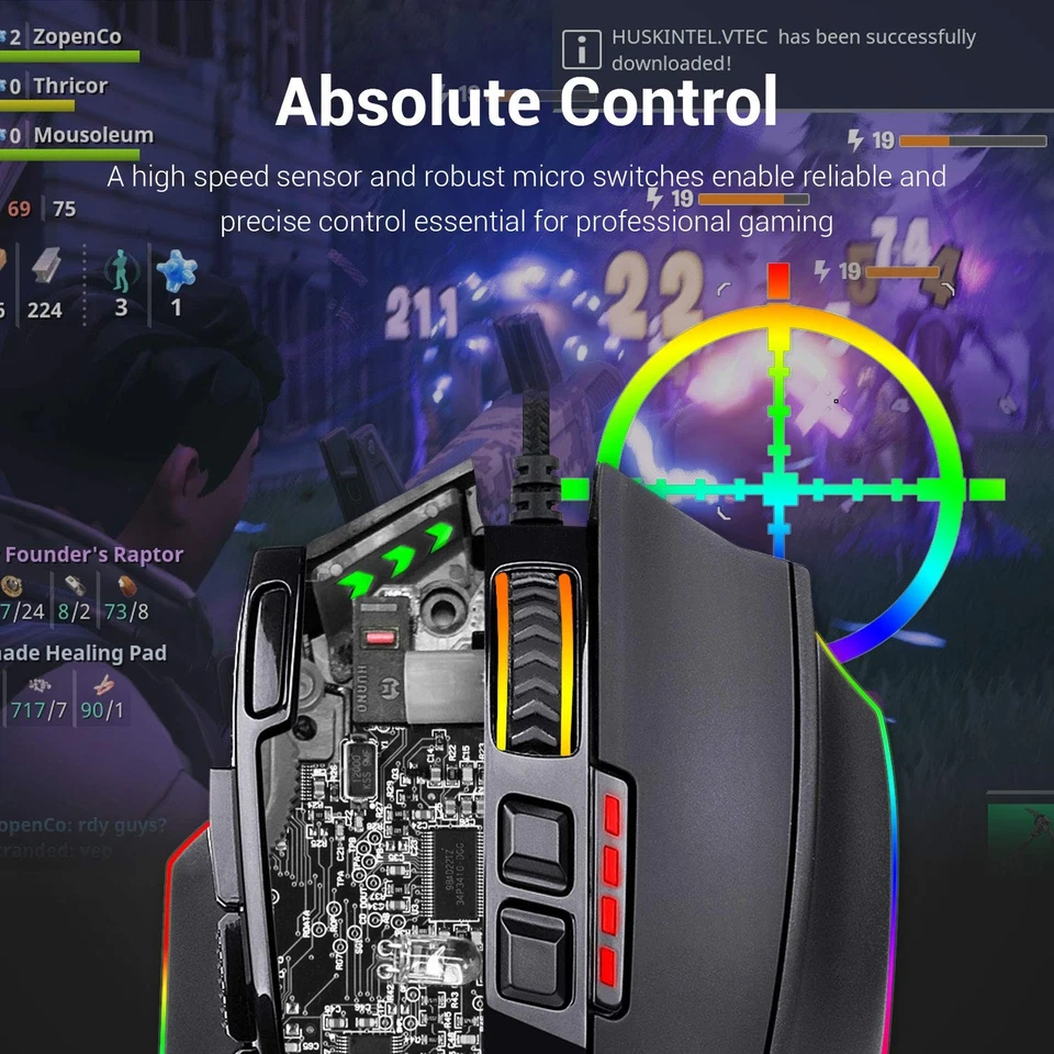 M801 Gaming Mouse, RGB PC Gaming Mouse MMO with 9 Programmable Buttons Macro ... - Image 4 of 4
