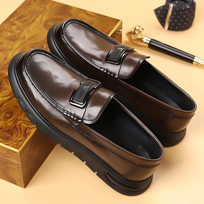 Men's Non-Slip Stitching Loafers Handmade Leather Shoes Slip on Dress Shoes