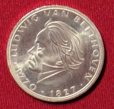Germany  5  Mark 1970 200th birthday Ludwig van Beethoven Silvercoin
