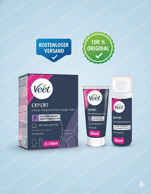 Veet Expert Intim-Haarentfernungs-Set - Enthaarungscreme, Intimbereich, 2 x 50ml