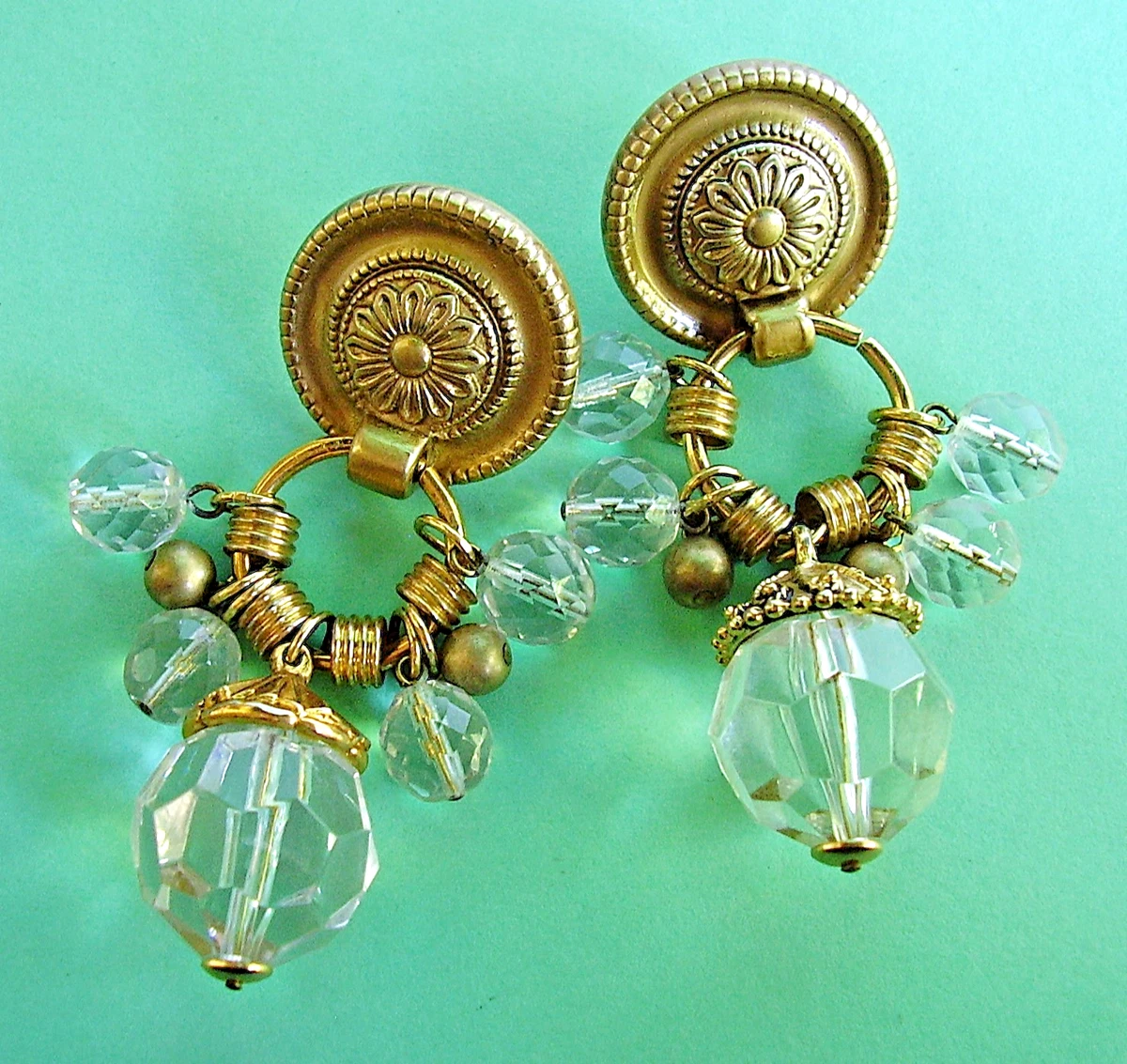 Boucles D'oreilles Clips Vintage En Pâte De Verre - Création Artisanale à Identifier