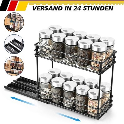 Gewürzregal Ausziehbar 2 Etagen Spülschrank Organizer Spice Rack Für Küche*
