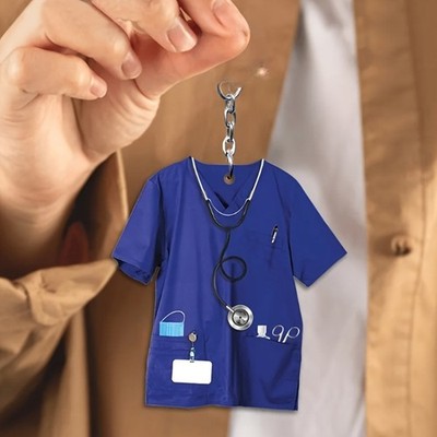 Chic Dentist Costume Pendant Keychain Doctor Nurse Themed 2D Acrylic Bag Charm